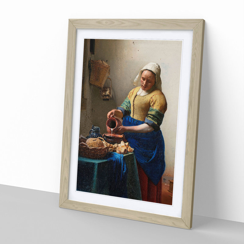 The Milkmaid by Johannes Vermeer - Picture Frame Painting, Oak Framed, 65cm H x 48cm W x 2cm D
