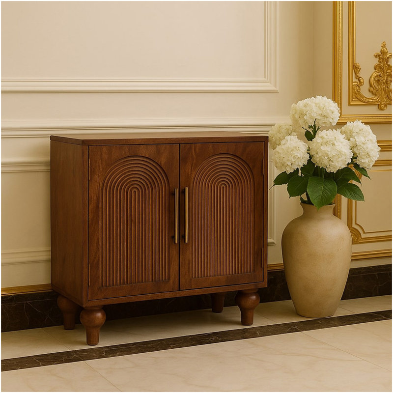 Wood Arco Groove Sideboard,2-Doors,Brown