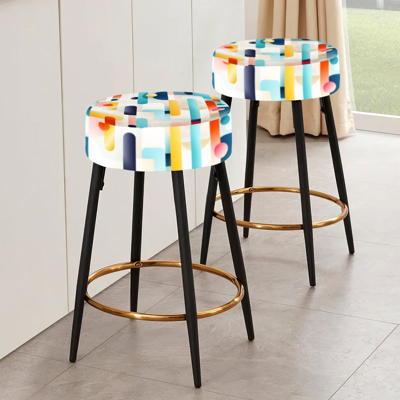 Contemporary Abstraction - Ensemble de 2 tabourets de bar géométriques