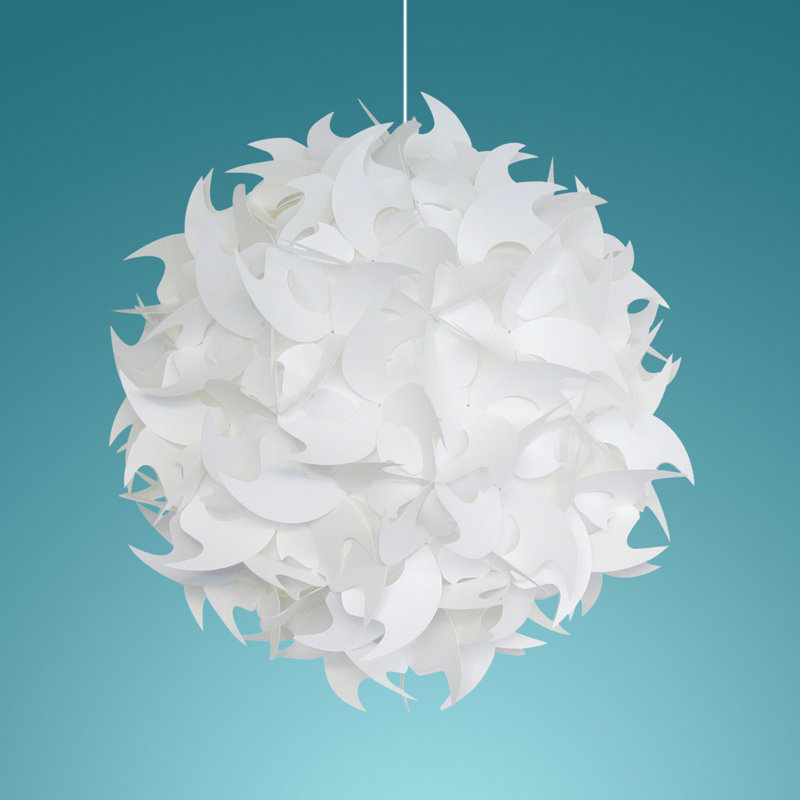 Akari Lanterns Small Hooks Hanging Pendant Lamp - Cool white glow, 18" H x 18" W