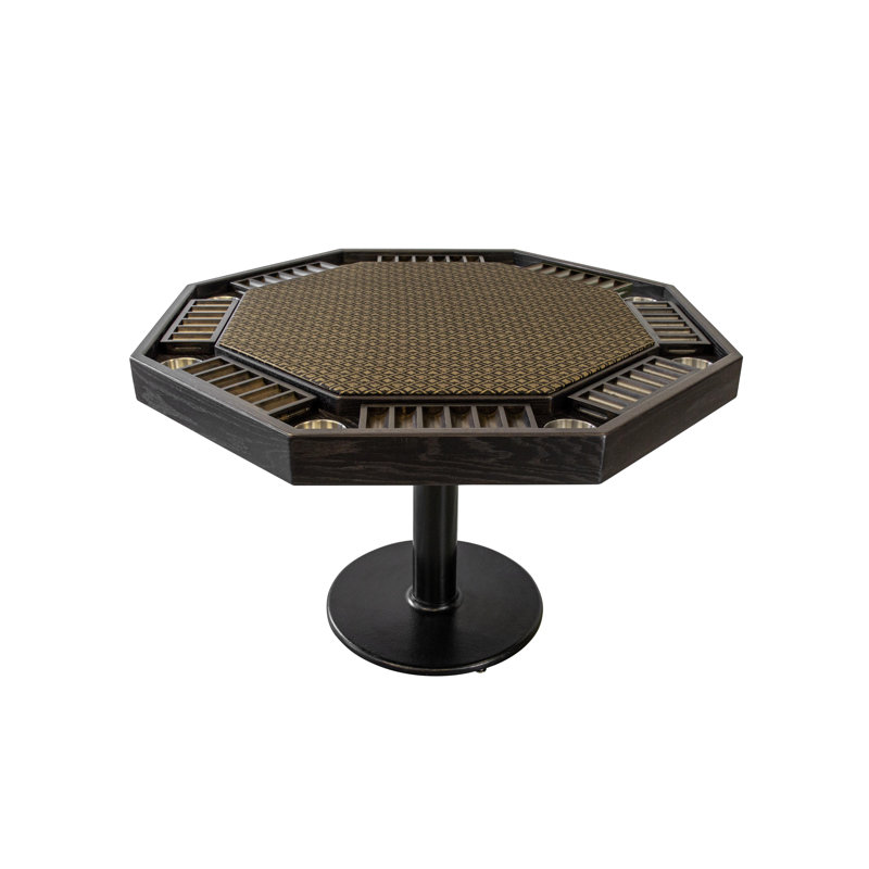 Mocha Oak 48'' Octagonal Poker Table with Metal Base