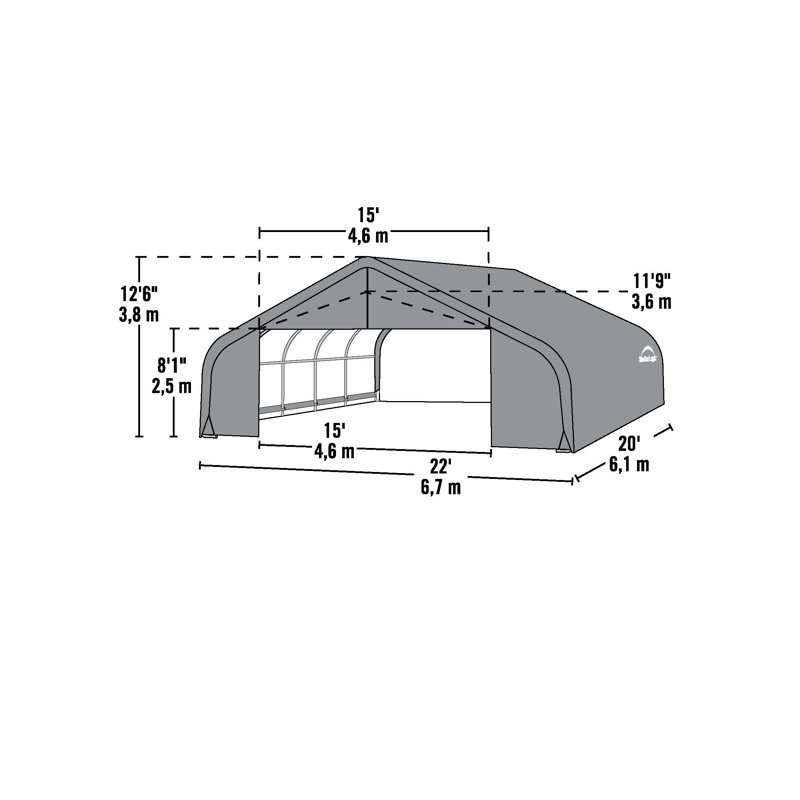 23 pi. L 20 pi. D Garage, Gris