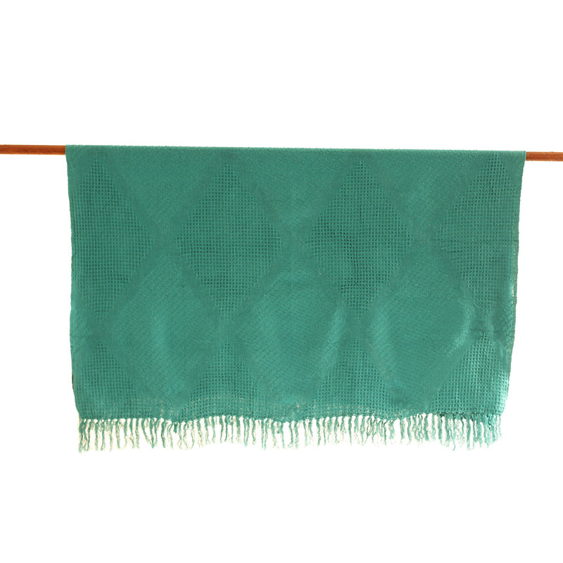 Hand Woven Heated Throw Blanket, Green