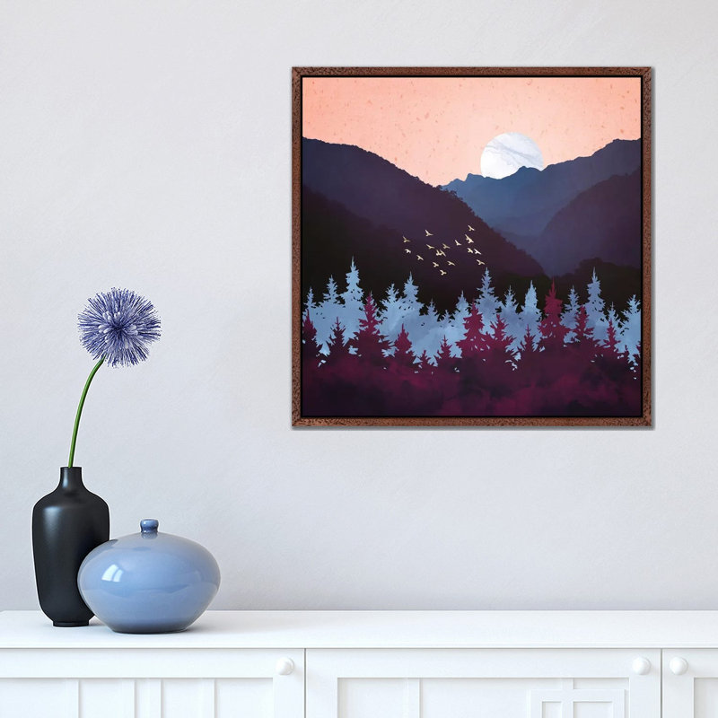 Mulberry Dusk - Print on Canvas, Brown Framed, 45.72 cm H x 45.72 cm W