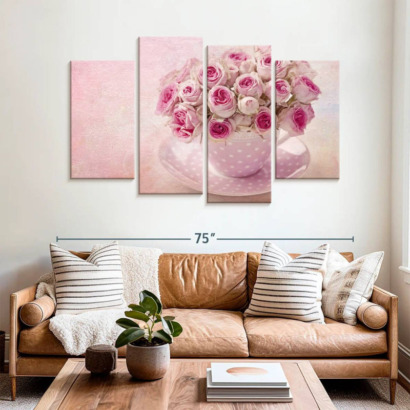 Teacup Pink Roses, H 42 po x l 68 po