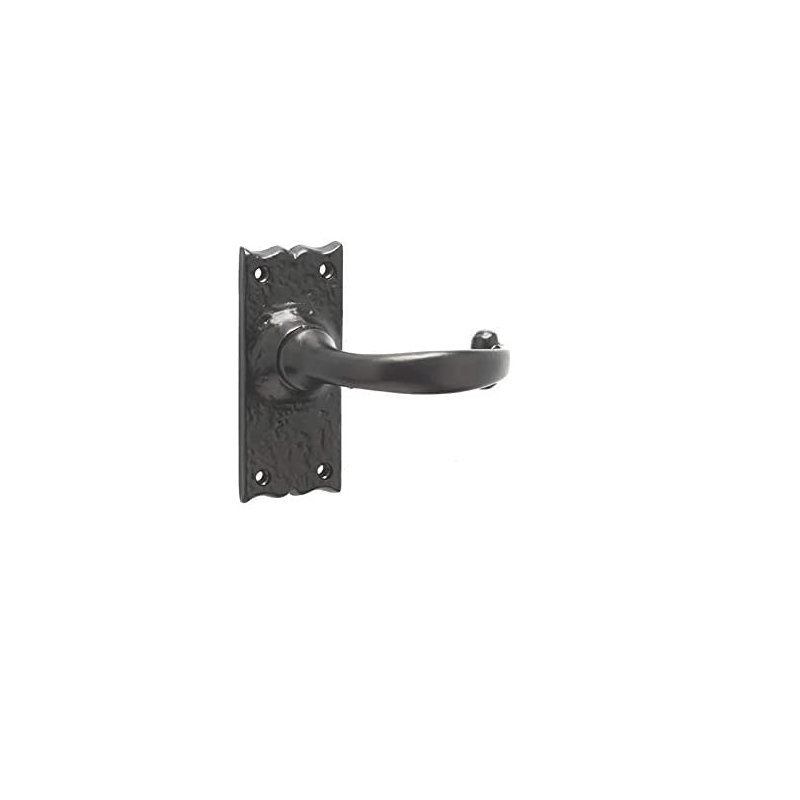 Golden Grace 1 Pair Antique Plain Design Door Handles Latch in Black Finish, Latch
