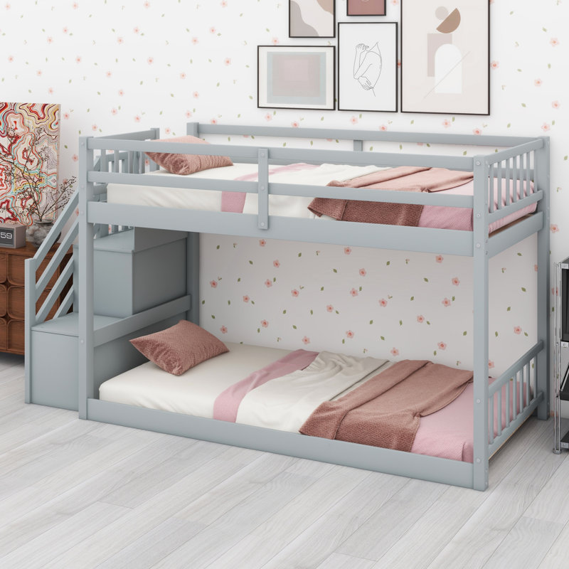 Floor Bunk Bed With Storage, Grey