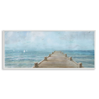 " Waterfront Pier Coastal Ocean VIew " Watercolor Painting