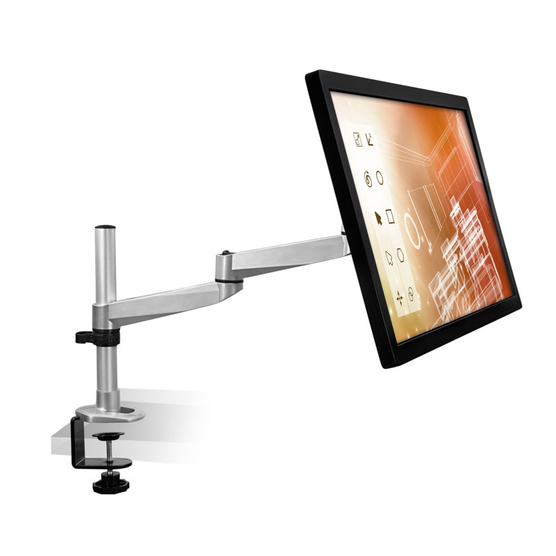 Silver Adjustable Die-Cast Aluminum Single Monitor Desk Mount