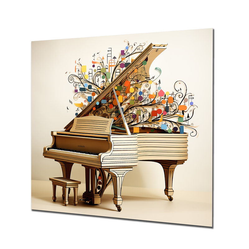 Jolle - Piano, art mural, Métal métal, H 16 po x l 16 po x P 1 po