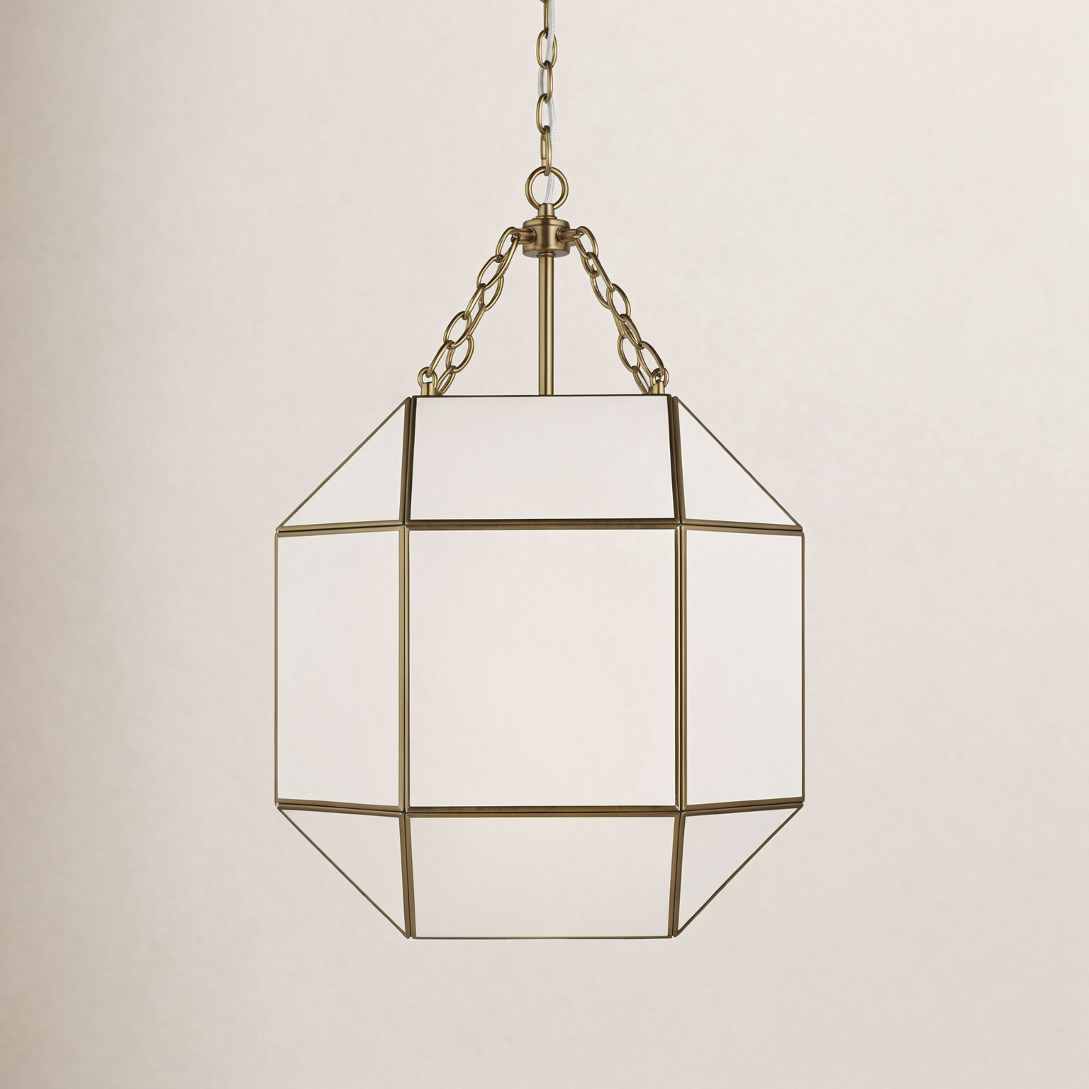 Reid 3 Light Glass Dimmable Pendant, 27.25" H x 18.5" W x 18.5" D, Satin Brass, White