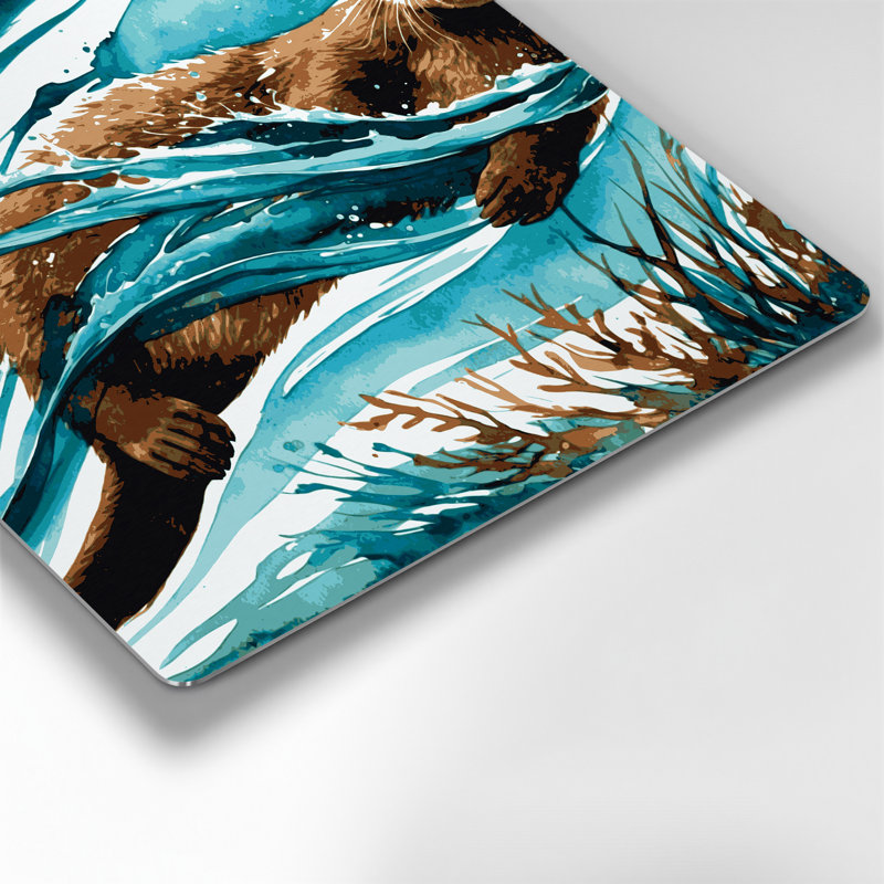 Wildlife Giant Otter Blue Metal Wall Art, 12'' H x 12'' W