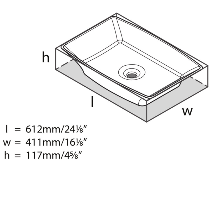 Ravello 60 Rectangular 24-1/8" Vessel Lavatory Sink in Volcanic Limestone without Internal Overflow