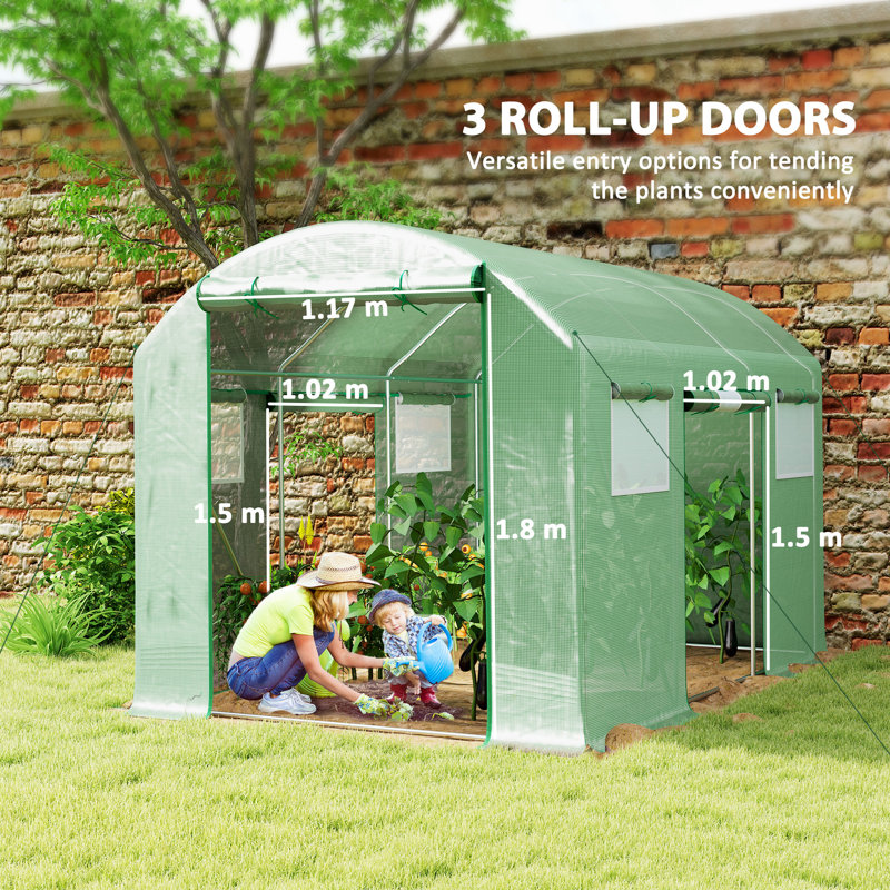 Islen Traditional Walk-In Polytunnel Greenhouse With UV Resistant Cover And Steel Frame