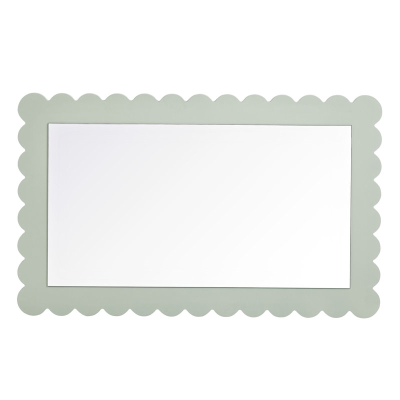 Emmeline Scalloped Rectangle Wall Mirror, 36.22" x 22.44", Sage