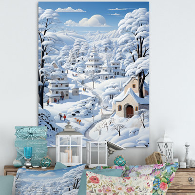 «White Winter Village Landscape II - Forest», art mural