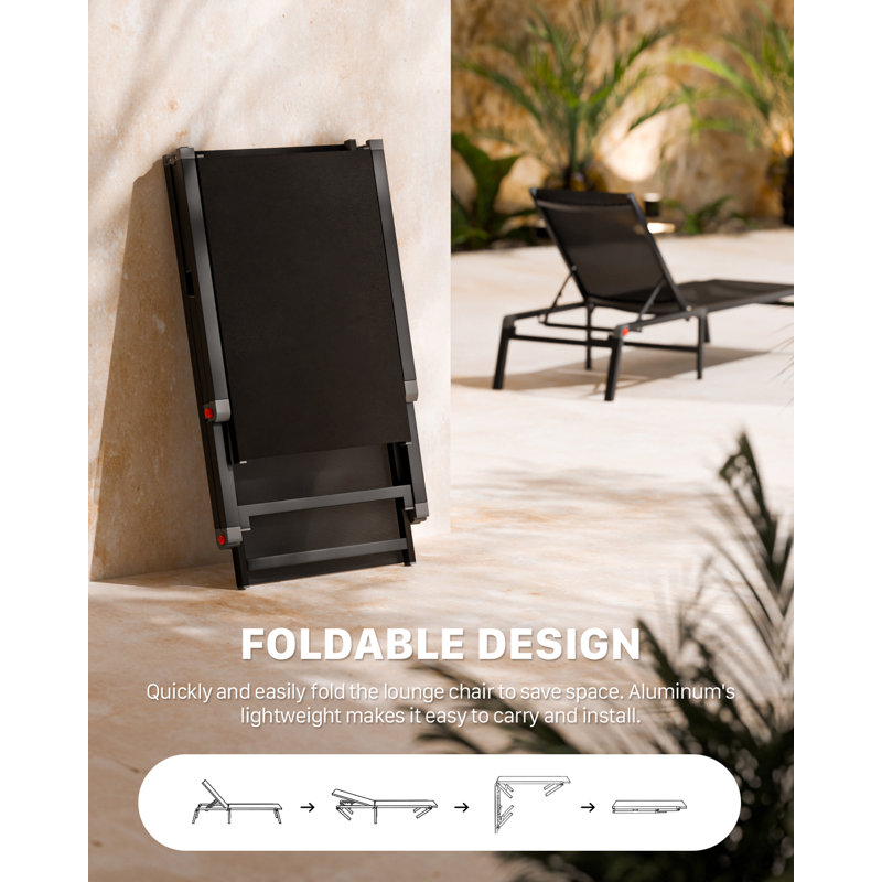 Aluminum Folding Outdoor Recliner, Adjustable Beach Lounge Chairs, Lightweight Portable Design for Patio, Camping, or Poolside Relaxation