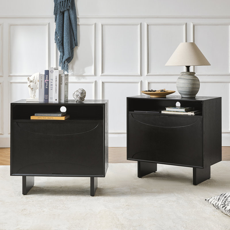 Table de bout à 2 tiroirs Myhanh, Black