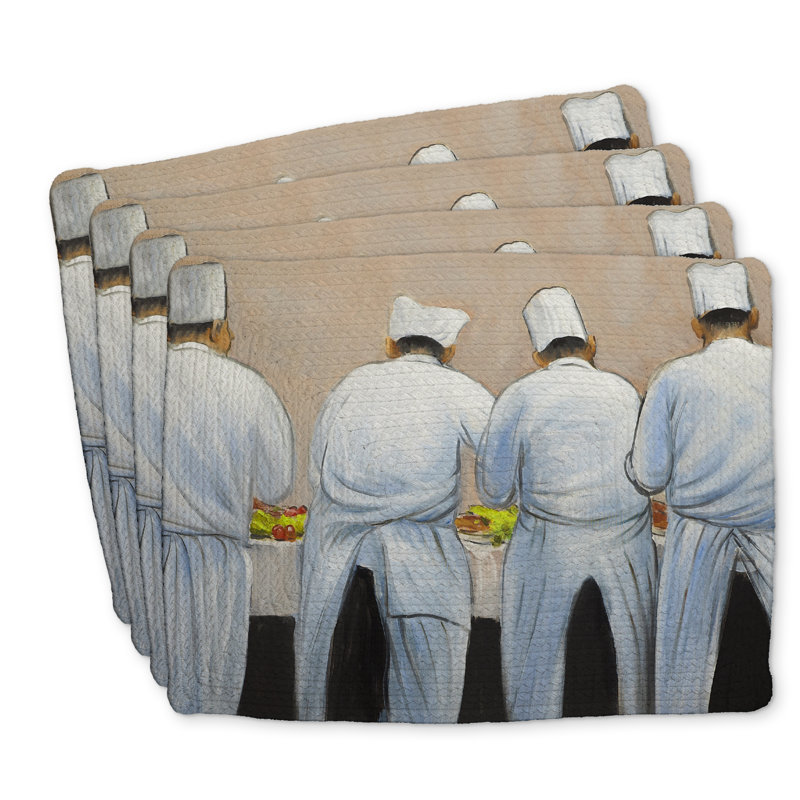 Ensemble de 4 napperons en polyester tressé | Cooks Chefs Home Decor