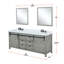 Meuble-lavabo double gris cendre l 84 po x P 22 po, comptoir en quartz blanc, ensemble de robinets et miroirs 34 po