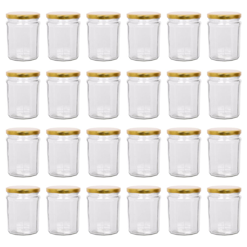 Glass Jar - Set of 24, Gold, 380ml