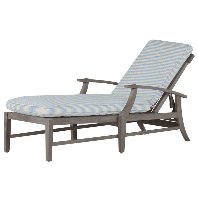 Croquet 66.5" Long Reclining Single Chaise with Cushions, Welt, Intermix Bark, Oyster Teak