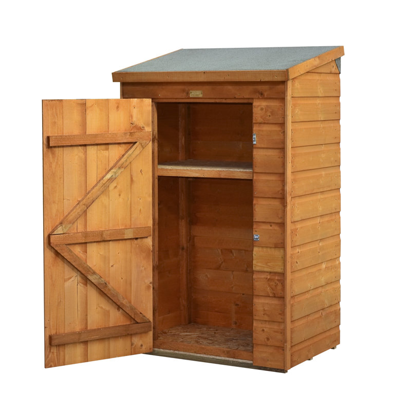 Honey Brown Wood Mini Storage Shed with Shelving
