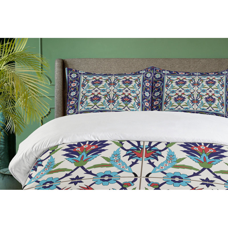 Queen Size Multicolor Turkish Pattern Duvet Cover Set