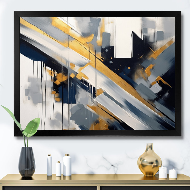 Noir et doré profondeur II, Cadre simple noir, H 12 po x l 20 po x P 1 po
