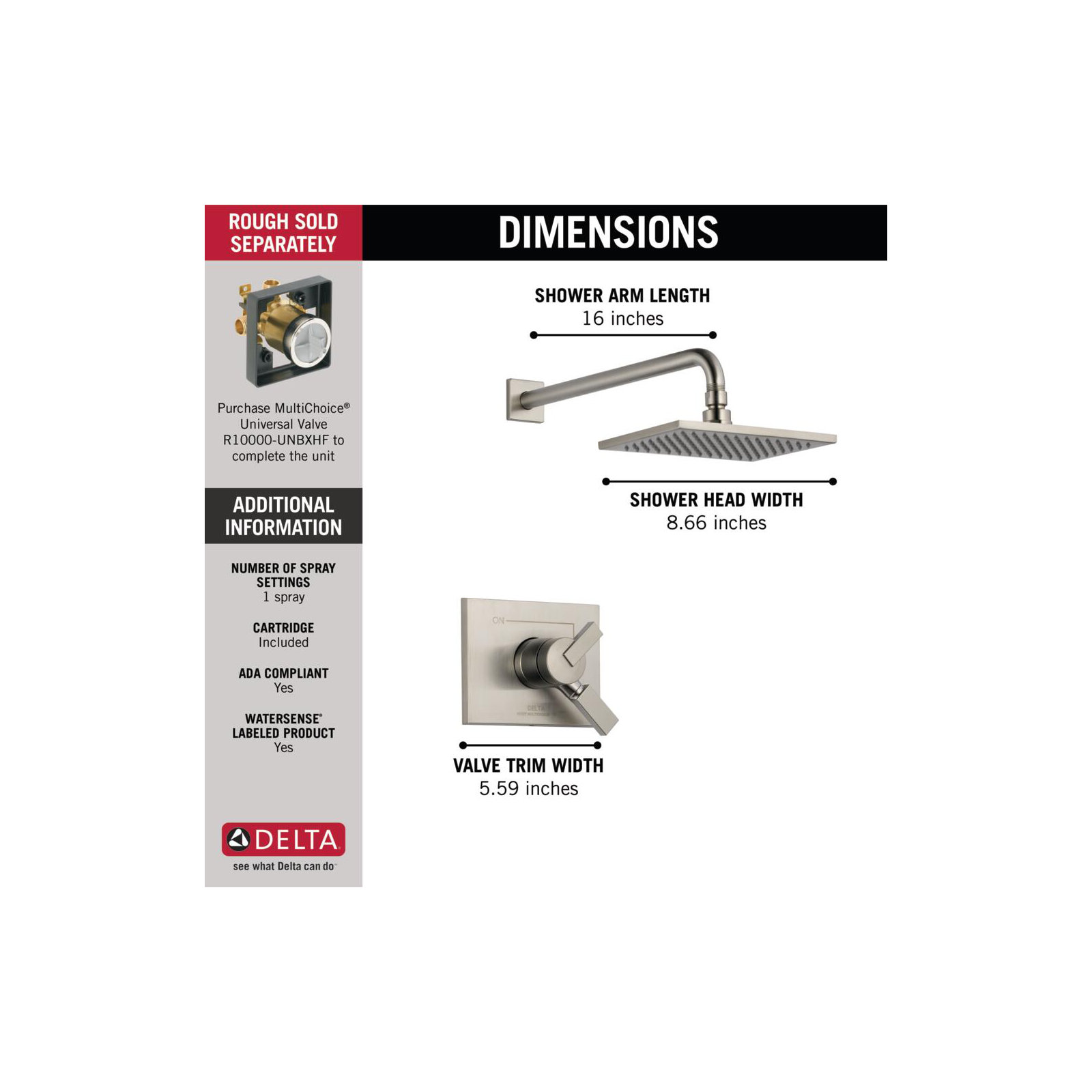 Vero 17 Series Shower Faucet with Monitor, Stainless Steel