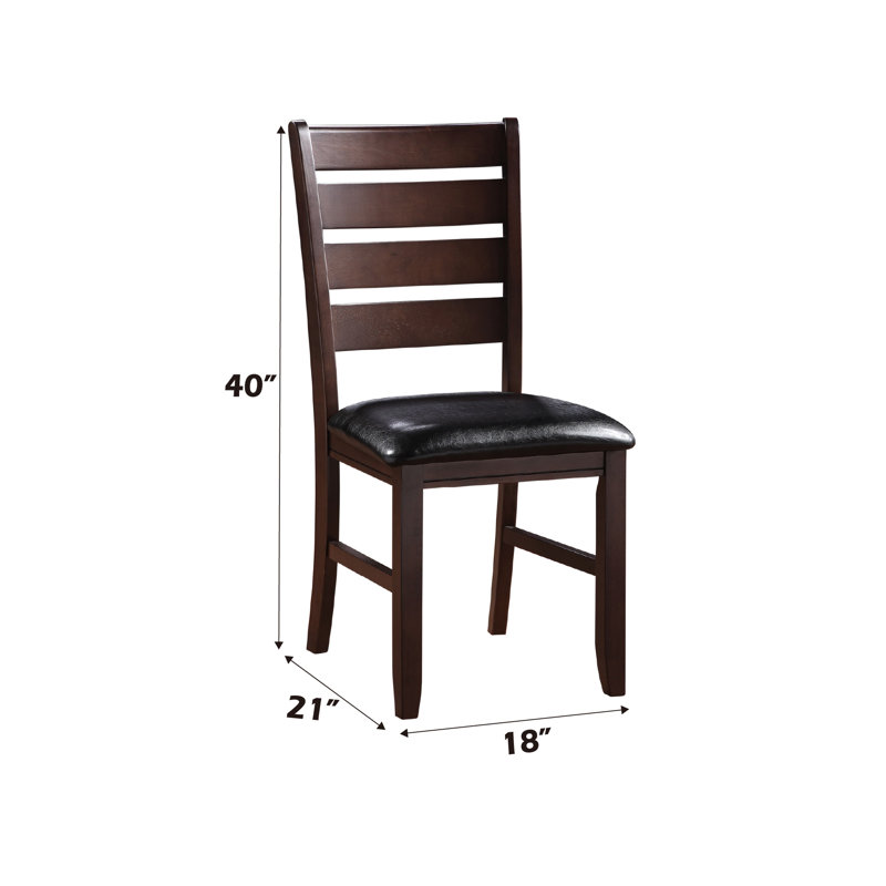 Ensemble de 2 chaises d'appoint en cuir synthétique noir et finition cerisier