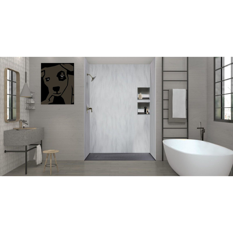 Base de douche à seuil zéro 36 po avec drain d'extrémité Transolide Trimslate, Noir, noir, noir, noir
