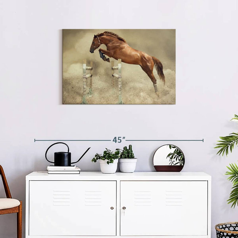 Powerful Jumping Horse, 20" H x 30" W