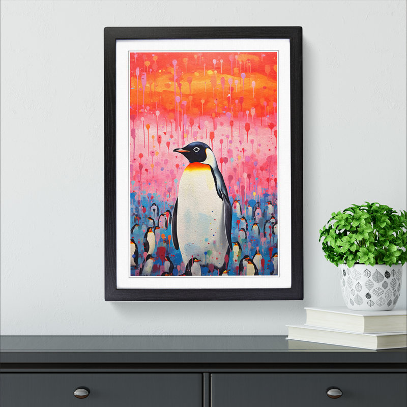 Penguin Colour Field Art - Framed Print, 34cm H x 25cm W x 2cm D, Black Framed