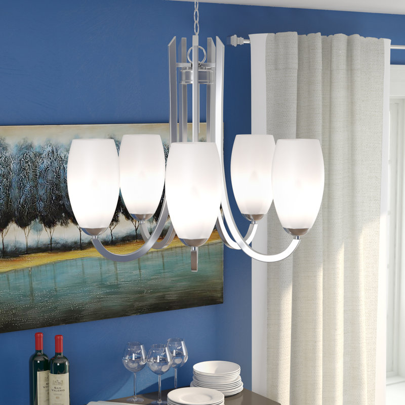 Fudo 5 - Light Dimmable Classic / Traditional Chandelier, Satin Nickel