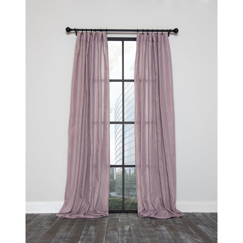 Panneau de rideau simple semi-diaphane avec passe-tringle Baltras Anne, 54 po x 96 po, Prune pâle