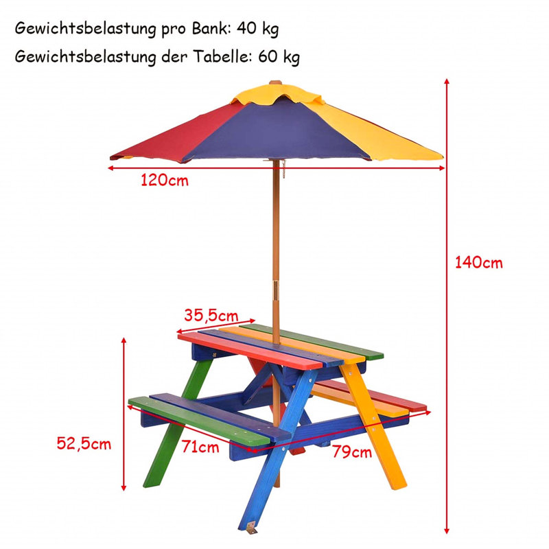 Padilla Kids 2 Piece Rectangular Outdoor Table Or Chair and Chair Set