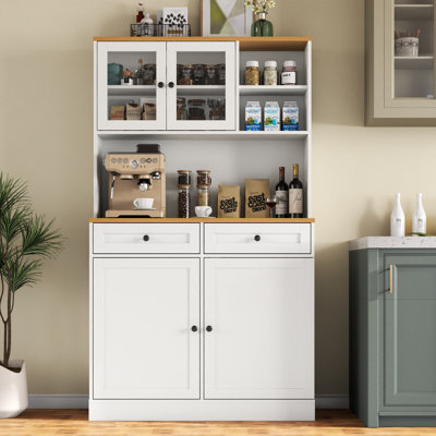 Kitchen Pantry Storage Cabinet With 2 Drawers