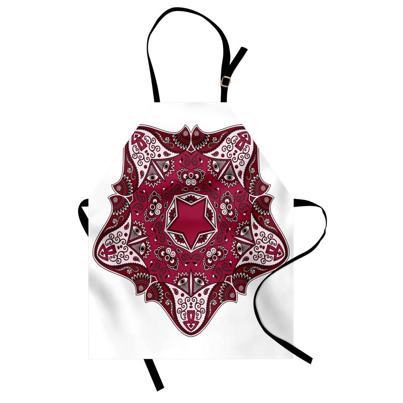 Tablier East Urban Home Tribal unisexe, marron mandala, taille adulte, rouge