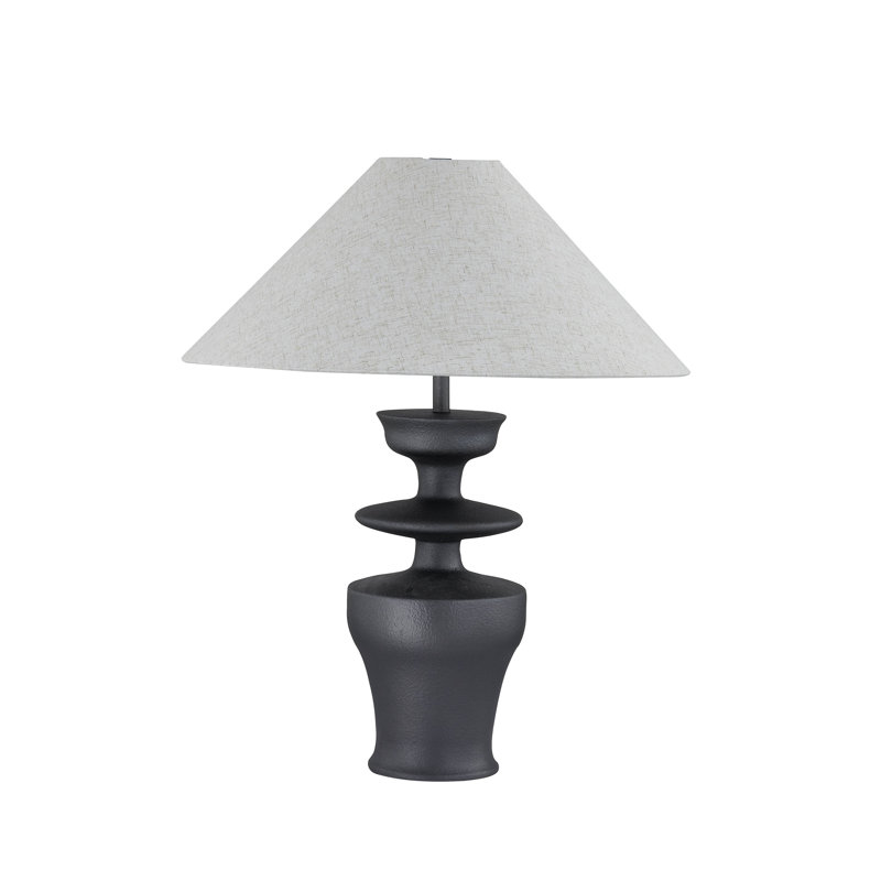 Brie 27" Table Lamp with Linen Shade, Black Satin