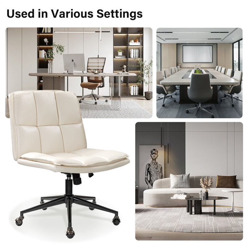 Cambrynn Leather Swivel Tilting Task Office Chair, Ivory