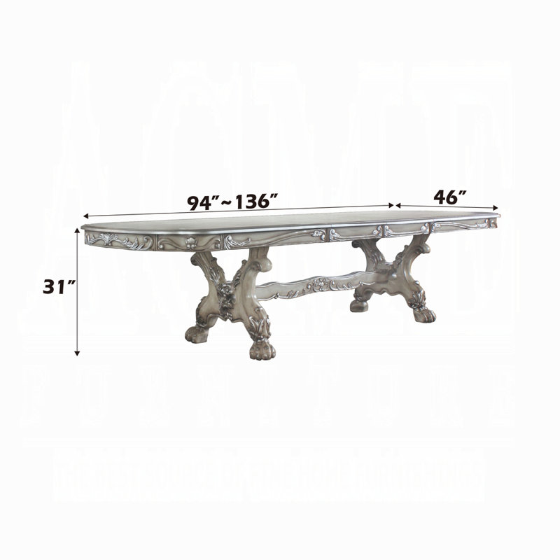Table de salle à manger Harke, H 31 po x L 94 po x l 46 po, Argent argent