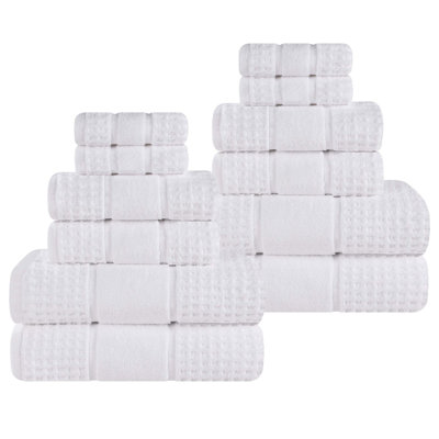 Hisela 3-Piece Waffle Cotton Towel Set