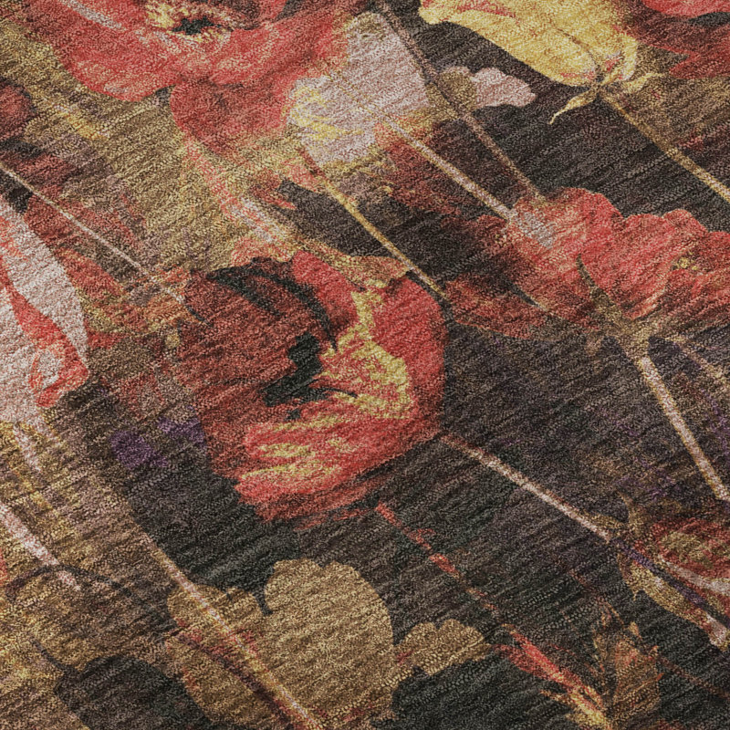 Tapis floral lavable à la machine Premium AMF992 Lyndhurst, Rectangle 2 pi 6 po x 3 pi 10 po