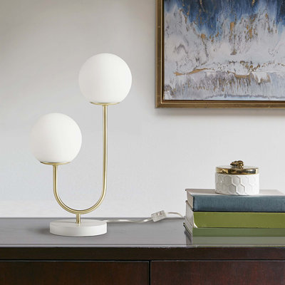Lampe de table en métal 2 lumières Globe