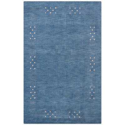 Anley Hand Knotted Loom Wool Eco-Friendly Area Rugs - Rectangle, Blue Color, Contemporary Modern Design, High Pile Thick Handmade Anti Skid Area Rugs for Living Room, Bed Room