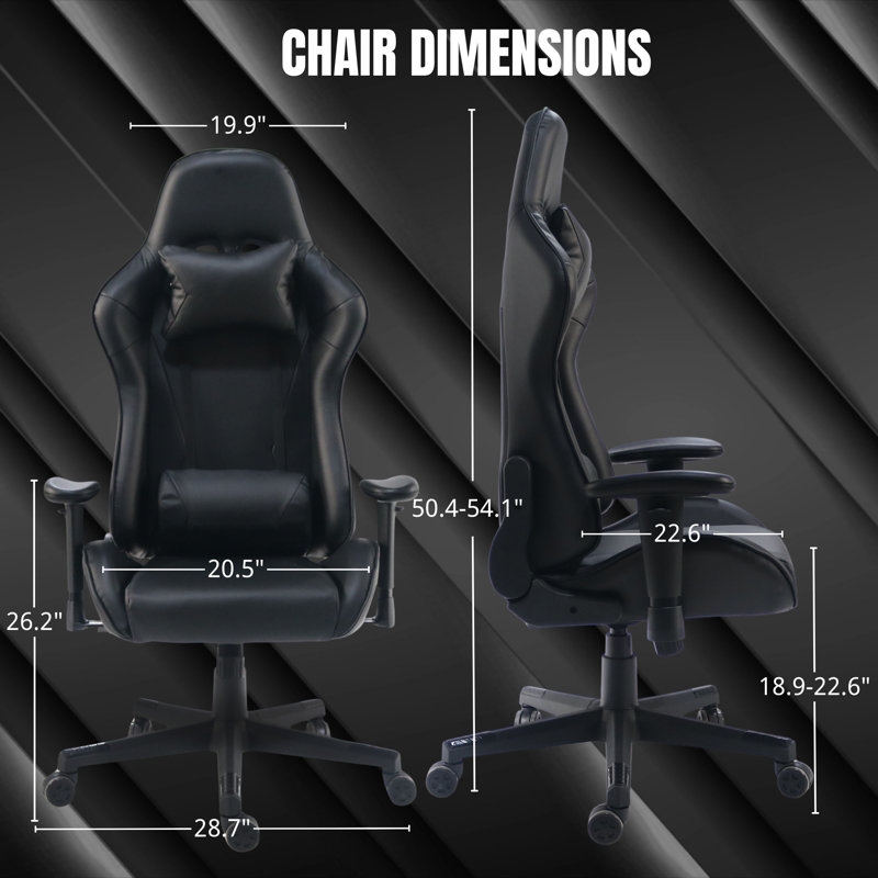 Fauteuil de jeu inclinable ergonomique Inbox, Similicuir noir