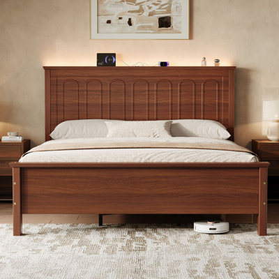 Traditional Platform Bed with LED Lighting