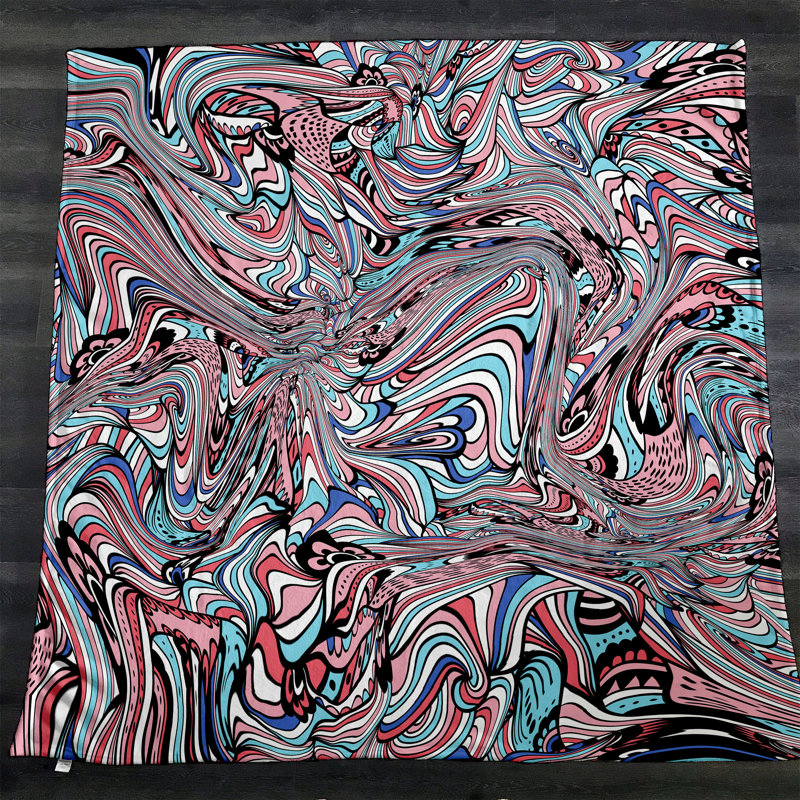 Plain Weave / Muslin Throw Blanket, Blue/Pink Abstract