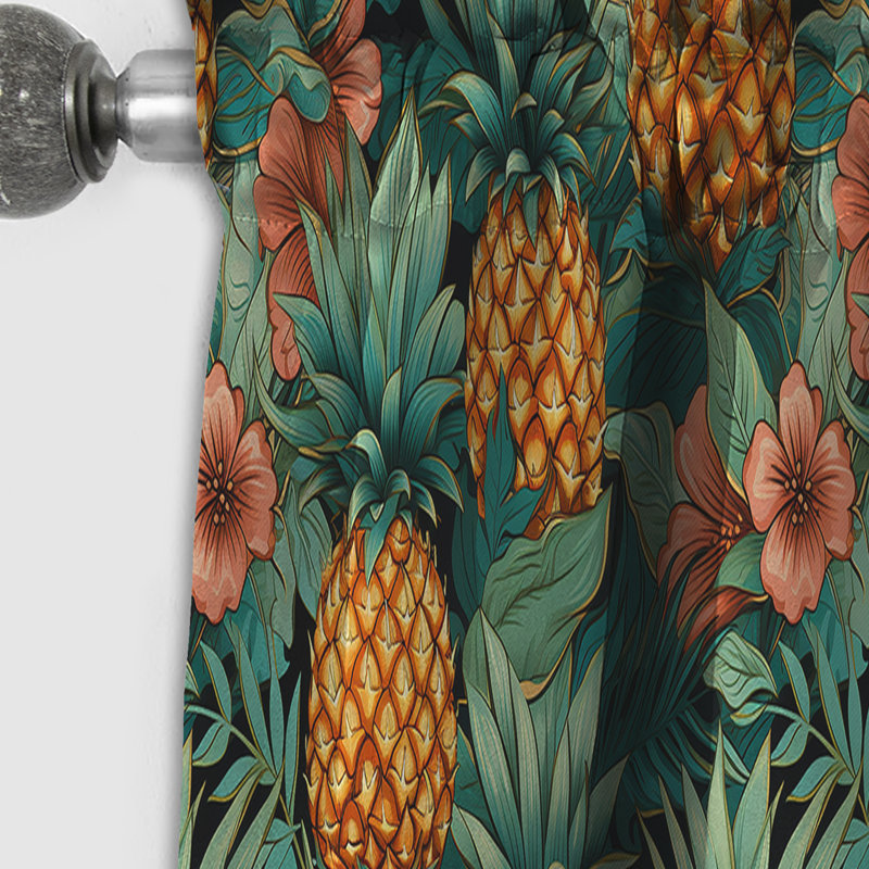 Pineapple Delight - motif tropical III - Rideau floral - Rideau occultant floral - 1 panneau, L 52 po x L 108 po